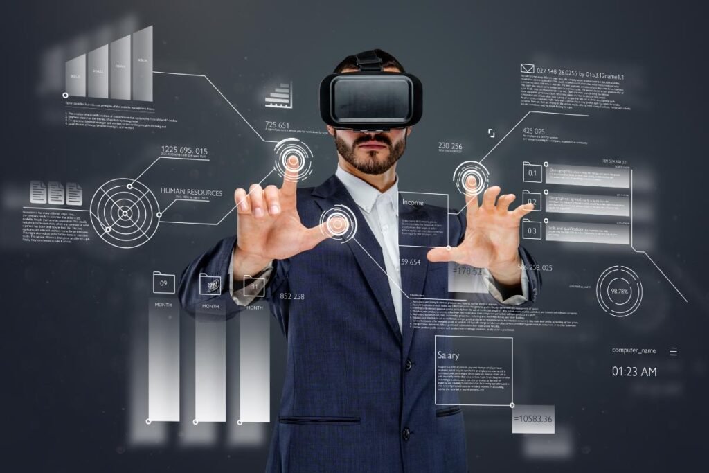 Infographic showing future technology trends including artificial intelligence, cloud computing, and automation.